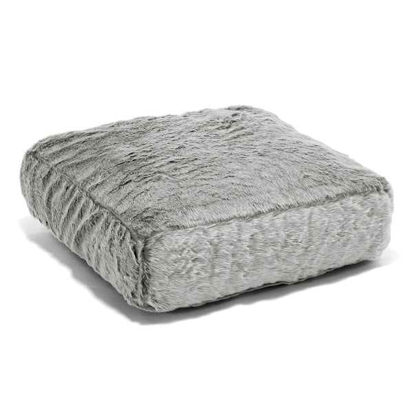 Grand Coussin de Sol - Fausse Fourrure Lapin Gris clair 01