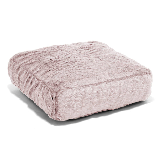 Grand Coussin de Sol - Fausse Fourrure Lapin Rose Pastel 01