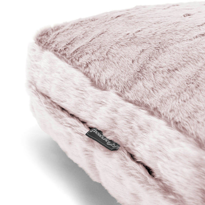 Grand Coussin de Sol - Fausse Fourrure Lapin Rose Pastel 02