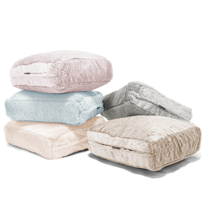 Grand Coussin de Sol - Fausse Fourrure Lapin Rose Pastel 04