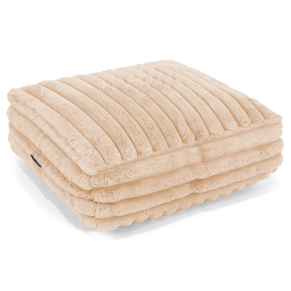 Grand Coussin de Sol - Velours Côtelé Ultra Pelucheux Pêche 01