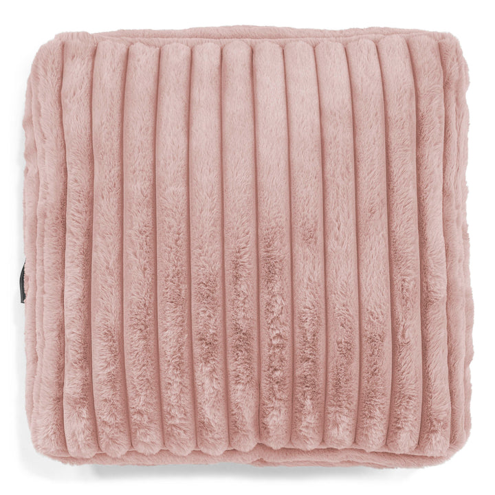 Grand Coussin de Sol - Velours Côtelé Ultra Pelucheux Rose Pastel 02