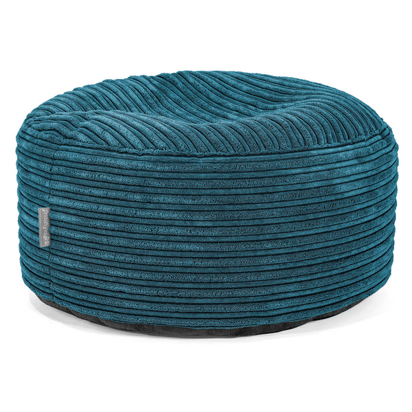 Grand Repose-pied Rond - Côtelé Bleu Canard 01