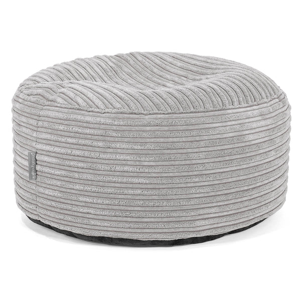 Grand Repose-pied Rond - Côtelé Gris Argent 01