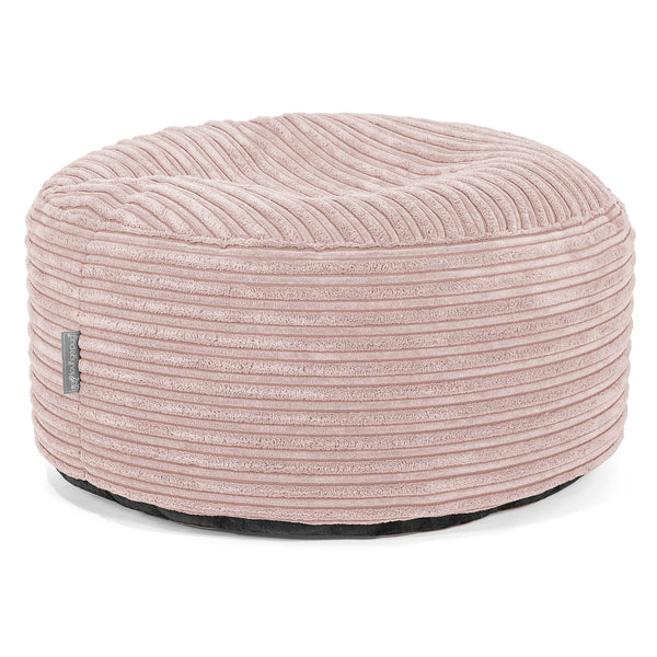 Grand Repose-pied Rond - Côtelé Rose 01