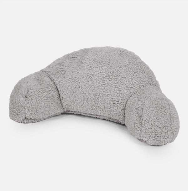 Coussin de Lecture avec Dossier pour Enfants - Fausse Fourrure Nounours Gris moyen