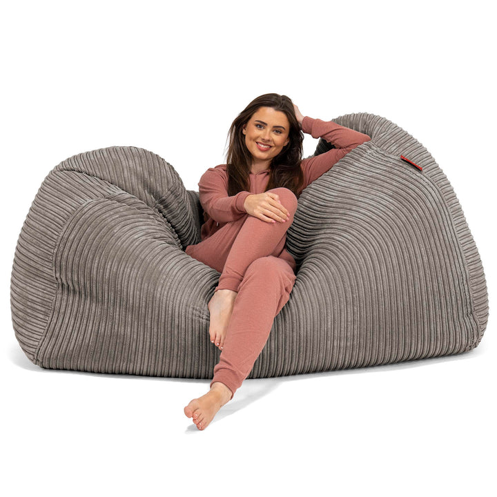 Gros Pouf Canapé - Côtelé Anthracite 03