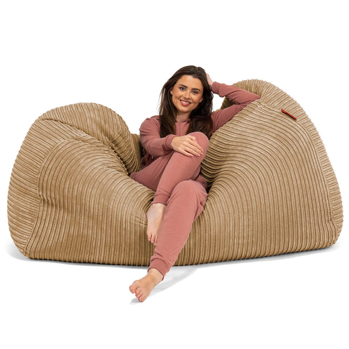 Gros Pouf Canapé - Côtelé Sable 03