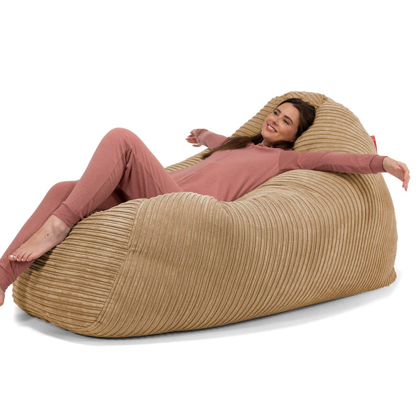 Gros Pouf Canapé - Côtelé Sable 02