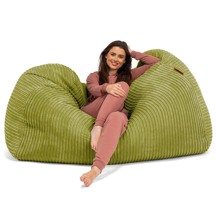 Gros Pouf Canapé - Côtelé Vert Acide 03