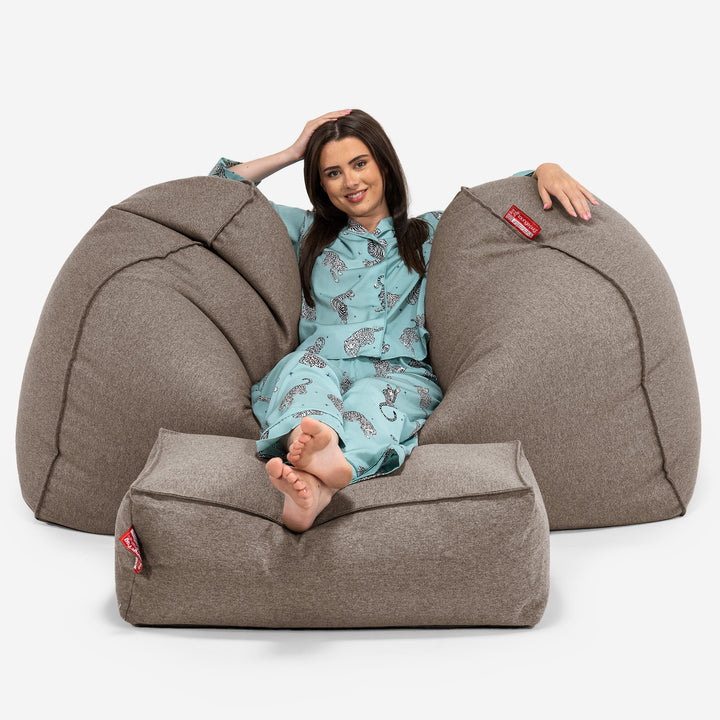 Pouf Fauteuil Design - Côtelé Gris Acier 4417
