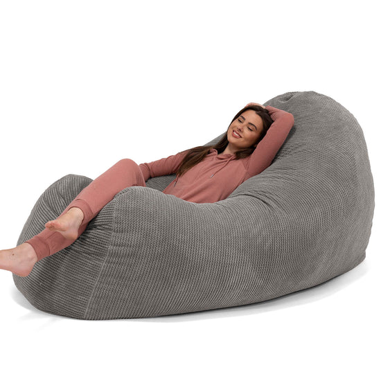 Pouf Fauteuil Design - Côtelé Gris Acier 3769