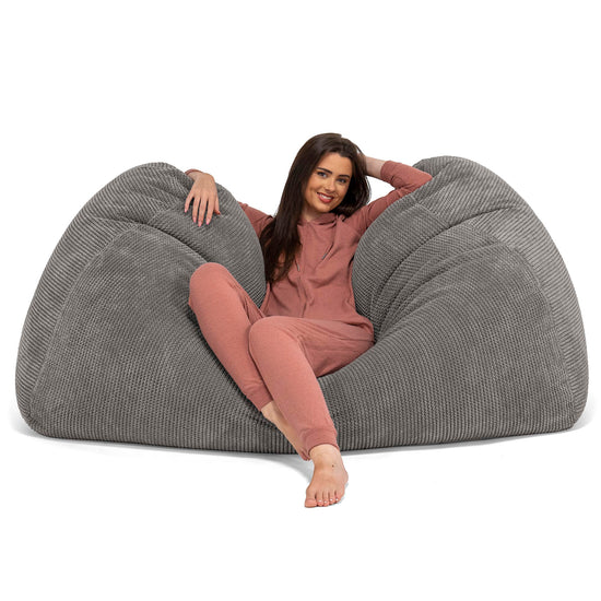 Pouf Fauteuil Design - Côtelé Gris Acier 3770