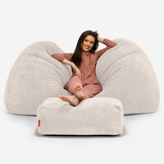 Pouf Fauteuil Design - Côtelé Gris Acier 3777