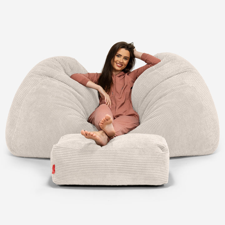 Pouf Fauteuil Design - Côtelé Gris Acier 3777