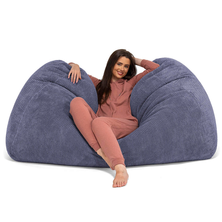 Pouf Fauteuil Design - Côtelé Gris Acier 3791