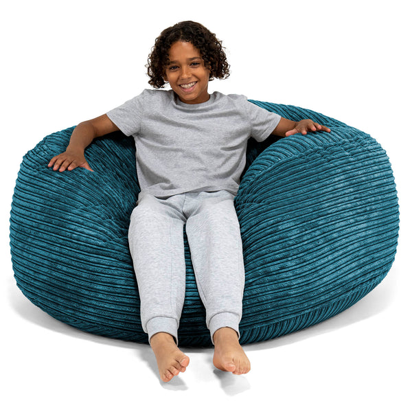 Pouf Ultra Confort pour Enfants 6-14 ans - Côtelé Bleu Canard 01