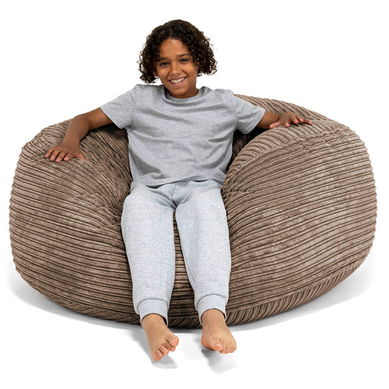 Pouf Ultra Confort pour Enfants 6-14 ans - Côtelé Moka 01