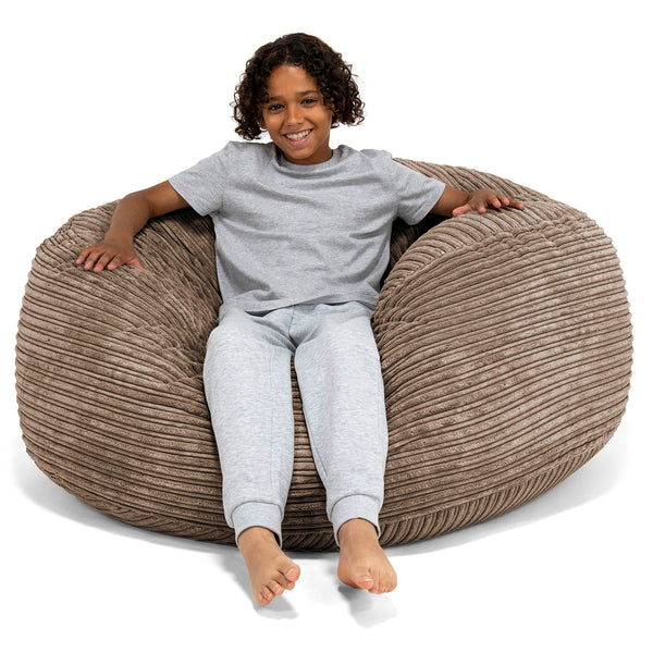 Pouf Ultra Confort pour Enfants 6-14 ans - Côtelé Moka 01