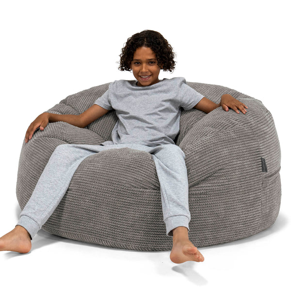 Pouf Ultra Confort pour Enfants 6-14 ans - Pompon Anthracite 01