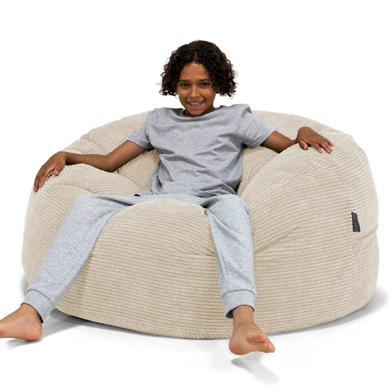 Pouf Ultra Confort pour Enfants 6-14 ans - Pompon Crème 01