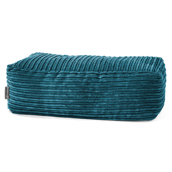 Gros Pouf Repose Pied - Côtelé Bleu Canard 01