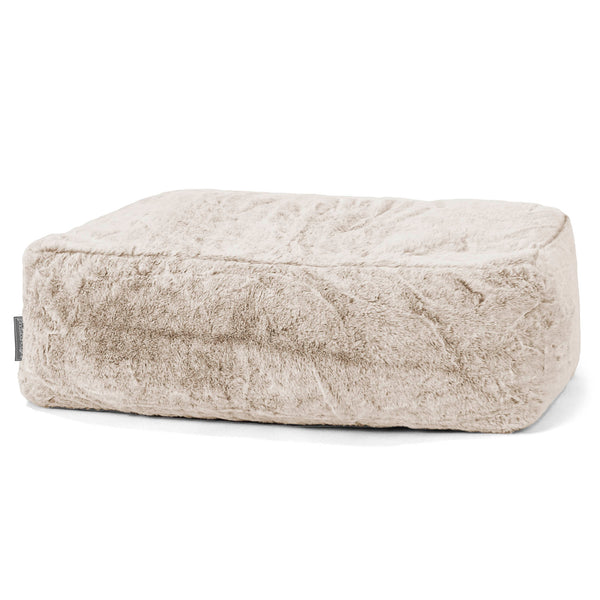Gros Pouf Repose Pied - Fausse Fourrure Lapin Brun Doré 01