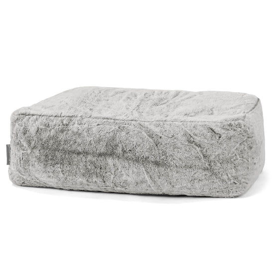 Gros Pouf Repose Pied - Fausse Fourrure Lapin Gris clair 01
