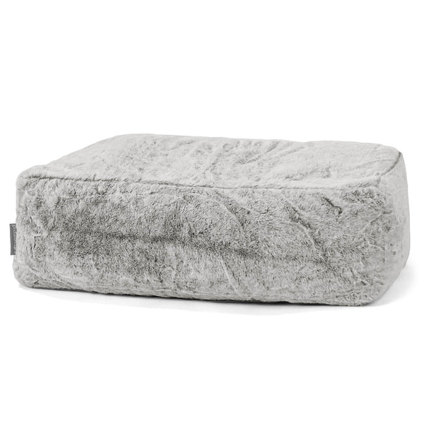 Gros Pouf Repose Pied - Fausse Fourrure Lapin Gris clair 01