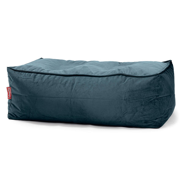 Gros Pouf Repose Pied - Velours Mer Égée 01