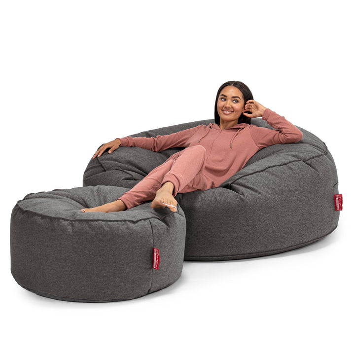 Canapé Pouf Géant Grande Mammouth - Interalli Laine Gris 02