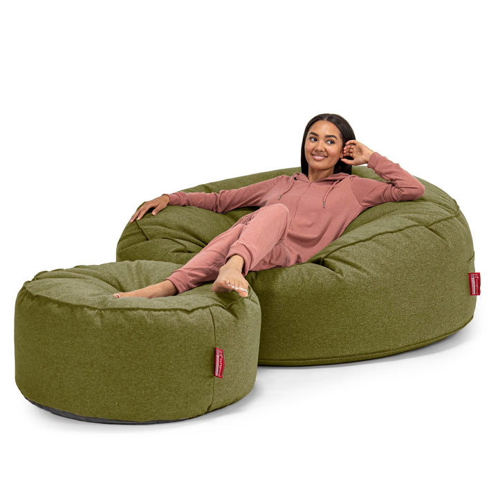 Canapé Pouf Géant Grande Mammouth - Interalli Laine Vert Acide 02