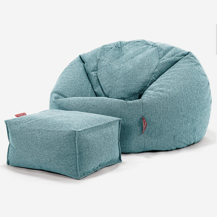 Pouf Poire Classique - Interalli Laine Aqua 02