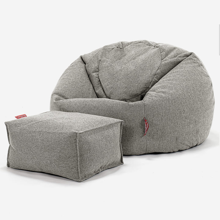 Pouf Poire Classique - Interalli Laine Argent 02