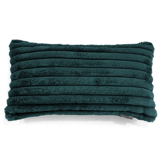 Housse de Coussin Rectangulaire Géant 40 x 80cm - Velours Côtelé Ultra Pelucheux Bleu Canard 01
