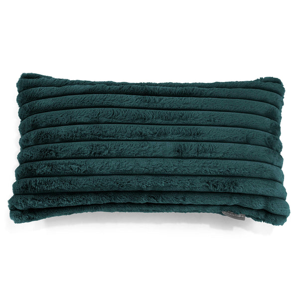 Housse de Coussin Rectangulaire Géant 40 x 80cm - Velours Côtelé Ultra Pelucheux Bleu Canard 01