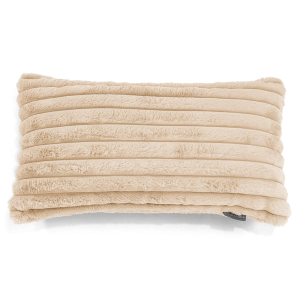 Housse de Coussin Rectangulaire Géant 40 x 80cm - Velours Côtelé Ultra Pelucheux Crème 01