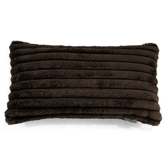 Housse de Coussin Rectangulaire Géant 40 x 80cm - Velours Côtelé Ultra Pelucheux Marron Meuse 01