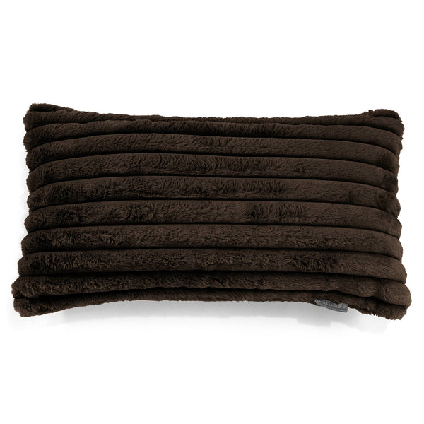 Housse de Coussin Rectangulaire Géant 40 x 80cm - Velours Côtelé Ultra Pelucheux Marron Meuse 01