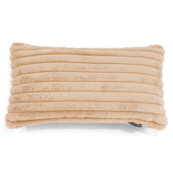 Housse de Coussin Rectangulaire Géant 40 x 80cm - Velours Côtelé Ultra Pelucheux Pêche 01