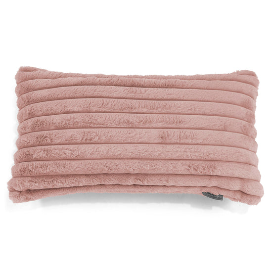 Housse de Coussin Rectangulaire Géant 40 x 80cm - Velours Côtelé Ultra Pelucheux Rose Pastel 01
