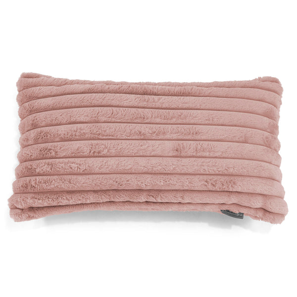Housse de Coussin Rectangulaire Géant 40 x 80cm - Velours Côtelé Ultra Pelucheux Rose Pastel 01
