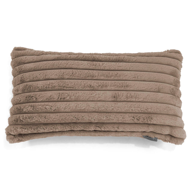 Housse de Coussin Rectangulaire Géant 40 x 80cm - Velours Côtelé Ultra Pelucheux Vison 01