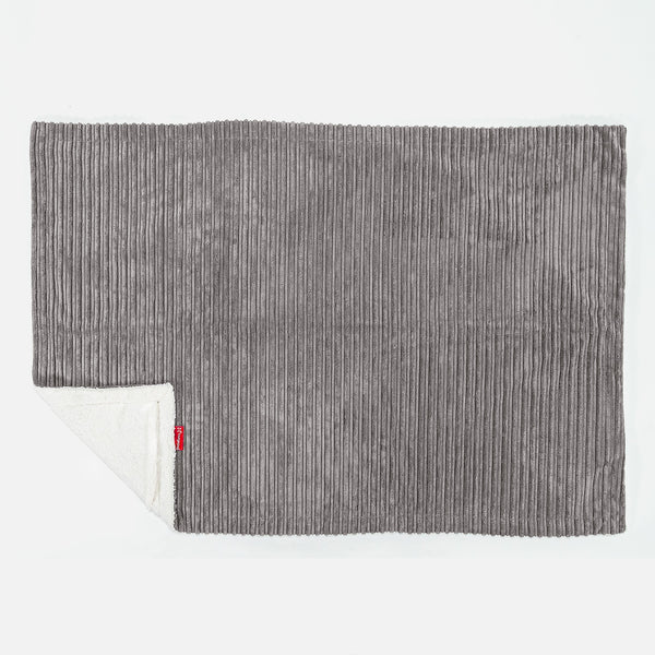Plaid / Couverture Sherpa - Côtelé Anthracite 02