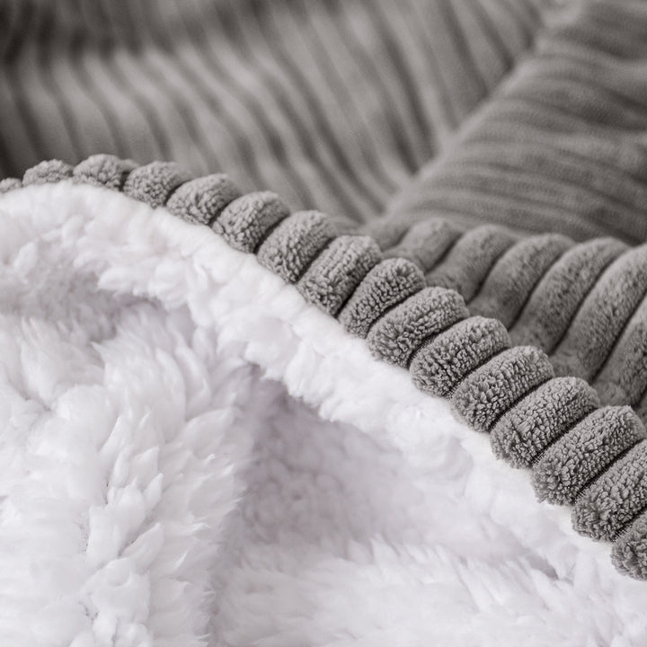 Plaid / Couverture Sherpa - Côtelé Anthracite 04