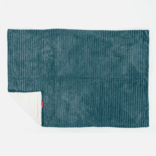 Plaid / Couverture Sherpa - Côtelé Bleu Canard 02