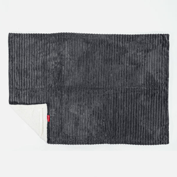 Plaid / Couverture Sherpa - Côtelé Noir 02