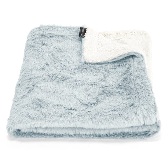 Plaid / Couverture Sherpa - Fausse Fourrure Lapin Bleu Pastel 01