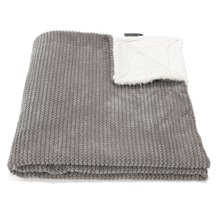 Plaid / Couverture Sherpa - Pompon Anthracite 01