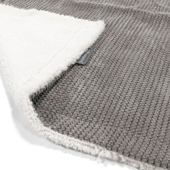 Plaid / Couverture Sherpa - Pompon Anthracite 02